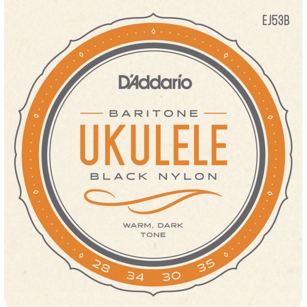 D'Addario EJ53B Ukulele Baritone Hawaiian Black Nylon